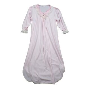 ASHLEY TAYLOR Pink W/ LACE TRIM Polyester 80's NIGHTGOWN SZ M Usa Made Light